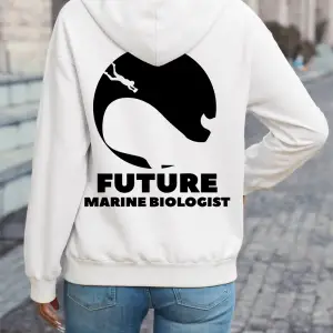 Geleceğin Deniz Biyoloğu Baskılı Kapüşonlu Üstler Kadın Rahat Gevşek Kazak Polar Sıcak Yumuşa