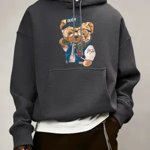 Gentleman Tech Control Teddy Bear Baskılı Erkek Cep Polar Uzun Kollu Sonbahar Renkli Spor Giy