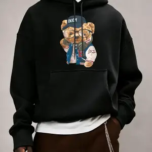 Gentleman Tech Control Teddy Bear Baskılı Erkek Cep Polar Uzun Kollu Sonbahar Renkli Spor Giy