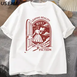 Gerçekliği Bırakarak Kurgu T Shirt Erkek Kadın Vintage Komik Kitapçı Kitap Sevgilisi Tshirt K 2934