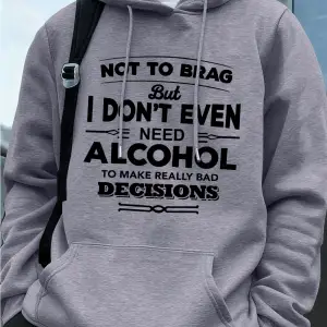 Gerçekten Kötü Kararlar Verin Baskılı Erkek Kapüşonlu Üstü Sonbahar Bol Sweatshirt Hip Hop Ce