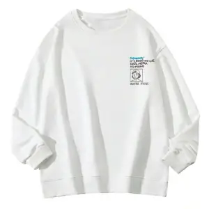 GETUPEARLY Özel Renkli Oversize Bisiklet Yaka Pamuklu Sweatshirt Beyaz