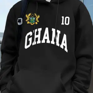 Ghana Emblem Letter Printing Hoodie Mens Winter Fleece Warm Pullover Jogging Pocket Sweatshir