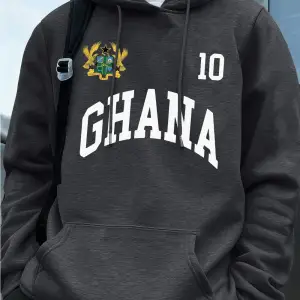 Ghana Emblem Letter Printing Hoodie Mens Winter Fleece Warm Pullover Jogging Pocket Sweatshir