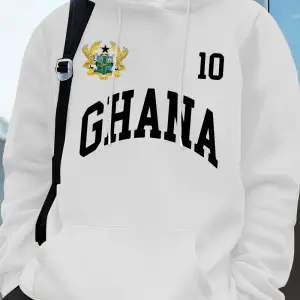 Ghana Emblem Letter Printing Hoodie Mens Winter Fleece Warm Pullover Jogging Pocket Sweatshir
