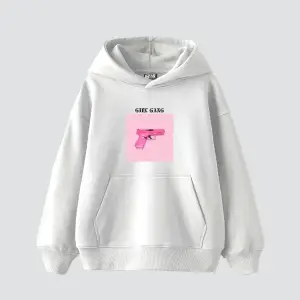 Girl Gang Baskılı Oversize Unisex Beyaz