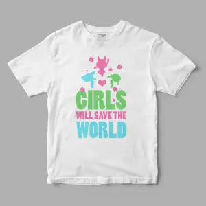 Girls Will Save the World Powerpuff Girls Baskılı Tişört