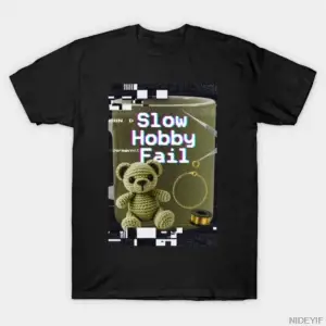 Glitch Mug Tasarımı “Slow Hobby Fail” ve Craft Chaos Kolaj Tişörtü Erkekler Kadınlar için %10