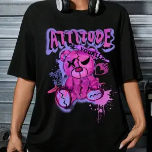 Göğüs Baskılı Oversize Kadın T-Shirt