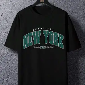 Göğüs Mega New York Baskılı Oversize Erkek T-Shirt