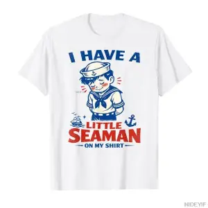 Gömleğimde Küçük Bir Denizci Var, Retro Denizci Tişörtü Erkekler Kadınlar İçin %100 Pamuklu T