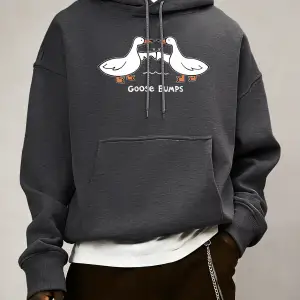 Good Bumps Ducks Baskılı Erkekler Sonbahar Kapüşonlular Cep Trendy Tişörtü Rahat Hip Hop Uzun