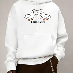 Good Bumps Ducks Baskılı Erkekler Sonbahar Kapüşonlular Cep Trendy Tişörtü Rahat Hip Hop Uzun