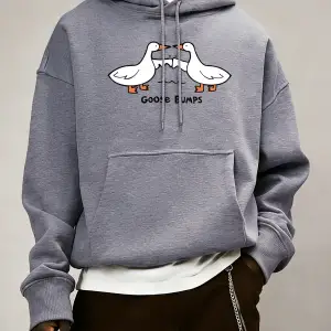 Good Bumps Ducks Baskılı Erkekler Sonbahar Kapüşonlular Cep Trendy Tişörtü Rahat Hip Hop Uzun