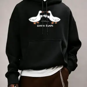 Good Bumps Ducks Baskılı Erkekler Sonbahar Kapüşonlular Cep Trendy Tişörtü Rahat Hip Hop Uzun