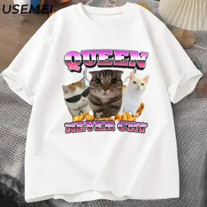 Goofy Cat kedi T Shirt Meme Dank Cursed Weirdcore Cringey t-shirt erkekler kadınlar ben çok a 2857