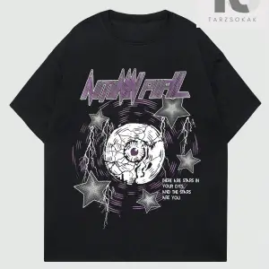 Goth Erkek Alfabe ve Beş Köşeli Yıldız Baskılı T-shirt