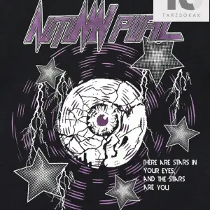 Goth Erkek Alfabe ve Beş Köşeli Yıldız Baskılı T-shirt