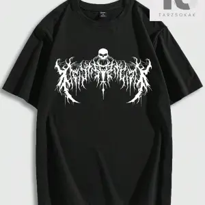 Goth Erkek Çapraz ve Kanatlı Baskılı Tişört