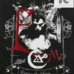 Goth Erkek Figürlü ve Harfli Grafik Tişört