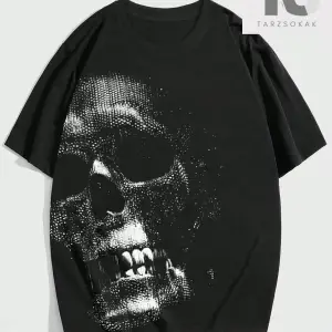 Goth Erkek İskelet Grafikli Tişört