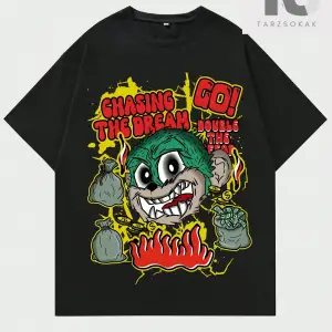 Goth Erkek Kafatası ve Çapraz Baskılı Tişört