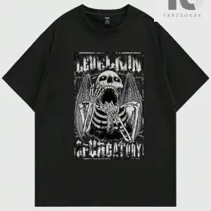 Goth Erkek Loose Fit Kafatası Baskılı Tişört