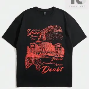 Goth Erkek Mektup ve Mimari Baskı Tişört