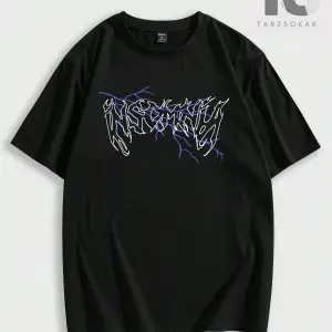 Goth Erkek Pamuk Harfli Yıldırım Grafikli Tişört