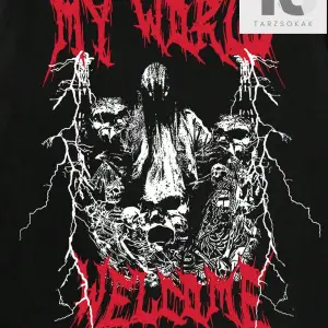 Goth Erkek Pamuk Mektup Kafatası Grafikli Tişört