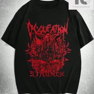 Goth Erkek Pamuk Mektup ve Kafatası Baskılı Tişört