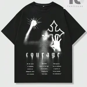 Goth Erkek Slogan Baskılı Kısa Kollu Tişört