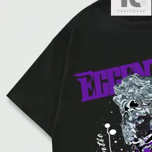 Goth Erkekler Çapraz Harf Grafikli Tişört