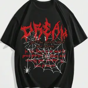 Goth Guys Mektup ve Örümcek Ağı Baskılı Harajuku Style