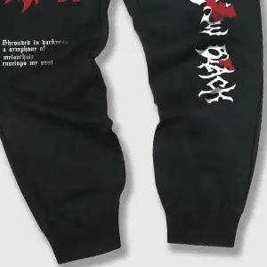 Goth Guys Skull & Slogan Graphic Drawstring Waist Eşofman Altı