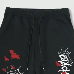 Goth Guys Skull & Slogan Graphic Drawstring Waist Eşofman Altı