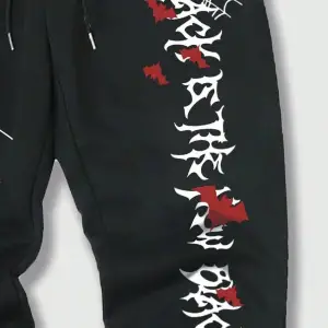 Goth Guys Skull & Slogan Graphic Drawstring Waist Eşofman Altı