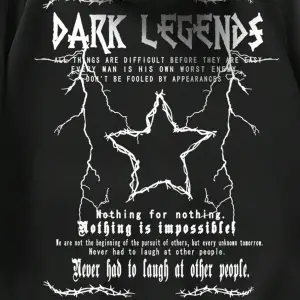 Goth Guys Star & Slogan Graphic Raglan Sleeve Drawstring Hoodie Siyah