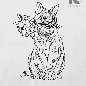 Goth Kadın Casual Kedi Baskılı T-Shirt