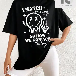 Goth Kedi Baskılı Büyük Boy Tişört