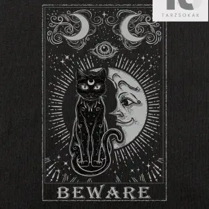 Goth Kedi ve Ay Baskılı Tişört