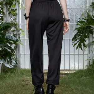 Goth Skull Graphic Drawstring Waist 4 Mevsim Eşofman