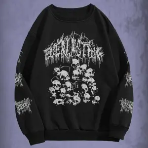 Goth Skull & Letter Graphic Thermal Lined Sweatshirt