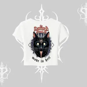 Gothic Cat Made in Hell Baskılı Sweatshirt Babby Tee Tshirt