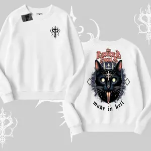 Gothic Cat Made in Hell Baskılı Sweatshirt Biskilet Sweatshirt