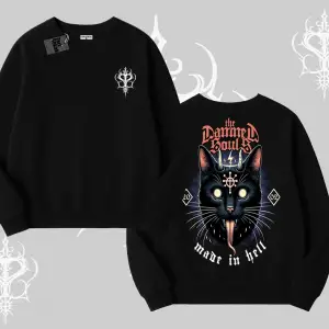 Gothic Cat Made in Hell Baskılı Sweatshirt Biskilet Sweatshirt