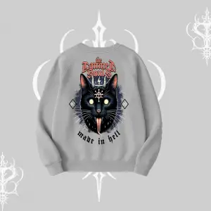 Gothic Cat Made in Hell Baskılı Sweatshirt Biskilet Sweatshirt