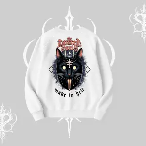 Gothic Cat Made in Hell Baskılı Sweatshirt Biskilet Sweatshirt