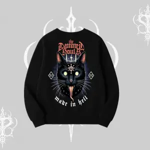 Gothic Cat Made in Hell Baskılı Sweatshirt Biskilet Sweatshirt
