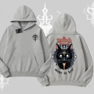 Gothic Cat Made in Hell Baskılı Sweatshirt Kapşonlu Sweatshirt